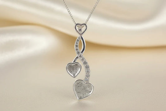 Silver Entwinned Hearts With CZ Stones - 0605S