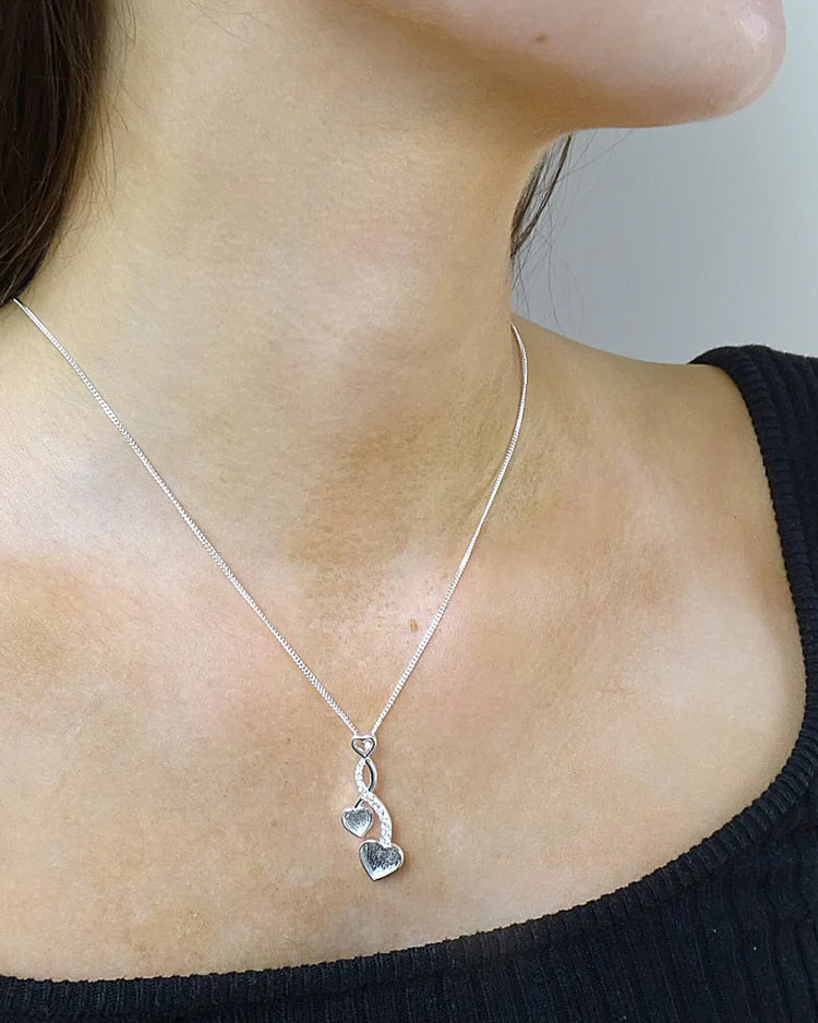 Silver Entwinned Hearts With CZ Stones - 0605S