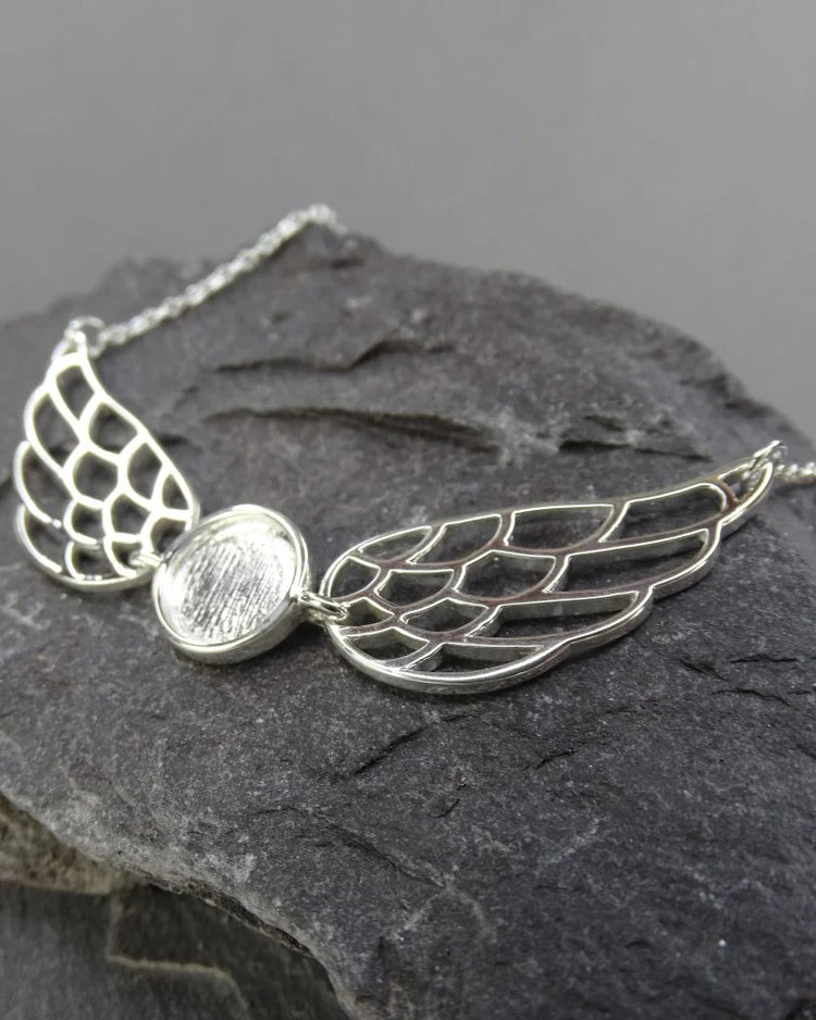Solid Silver Angel Wing Necklace - 0608S