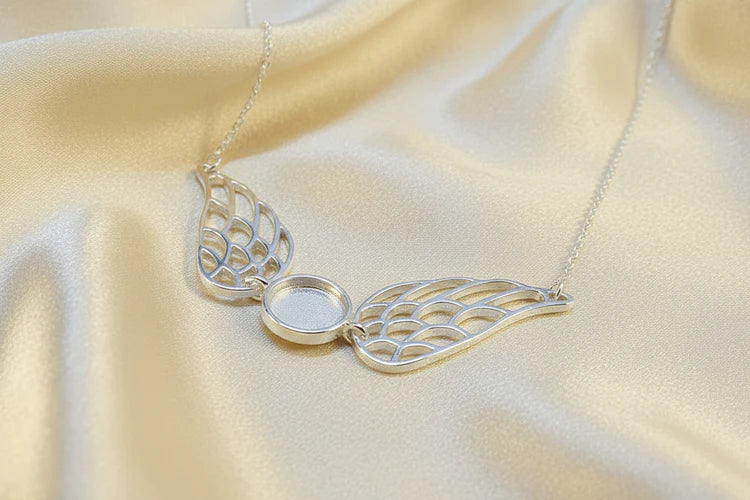 Solid Silver Angel Wing Necklace - 0608S
