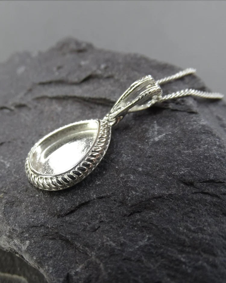 Solid Silver Rope Edge Necklace - 0620S