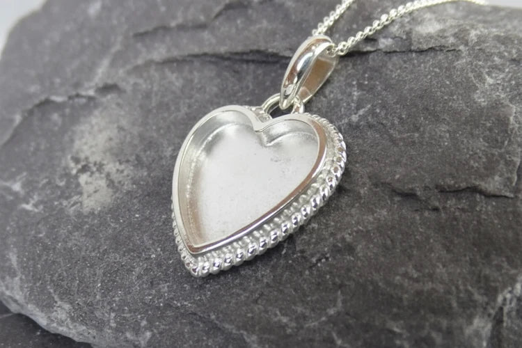 Rope Edge Heart Sterling Silver Memorial Pendant