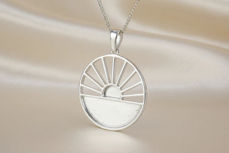 Solid Silver Sunset Necklace - 0637S
