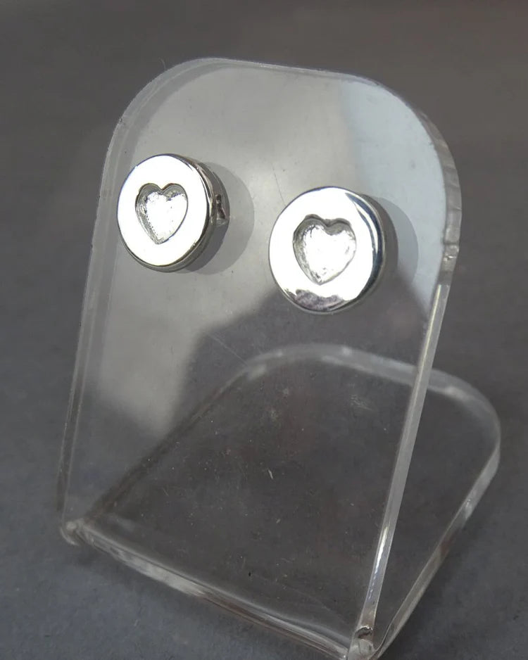 Simple Silver Heart Stud - 0639S