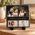 Personalised 4 Photo Collage Slate – “Our Family, Our Memories, Our Story” – 20 × 20 cm