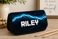Personalised Canvas Pencil Case Blue Lightening
