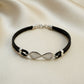Infinity Bracelet silver with Faux leather strap - 0828S