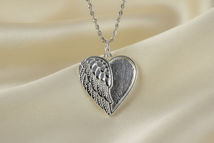 Winged Angel Heart Necklace - 0848S
