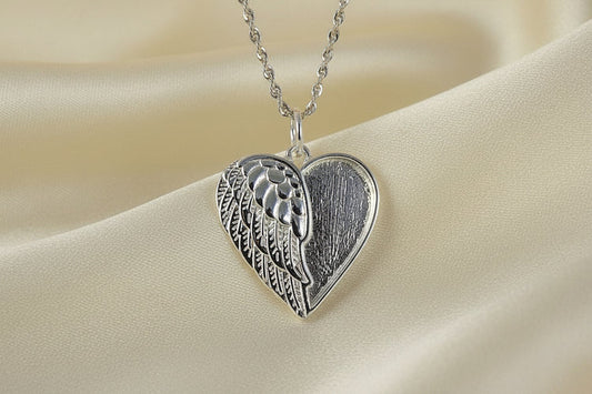 Winged Angel Heart Necklace - 0848S