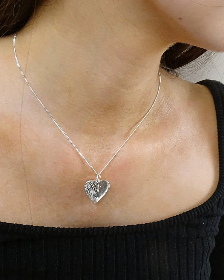 Winged Angel Heart Necklace - 0848S