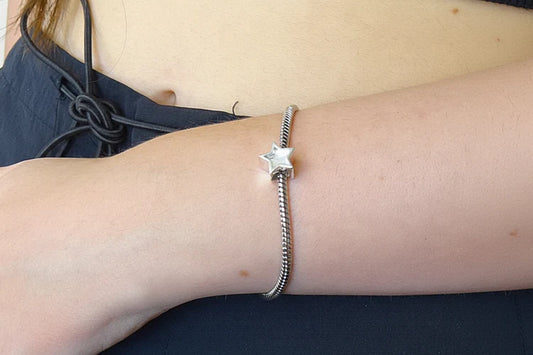 Silver Star Bangle Charm for bracelet - 0873S