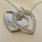Solid Silver Two Part Articulated Heart Necklace - 0883S