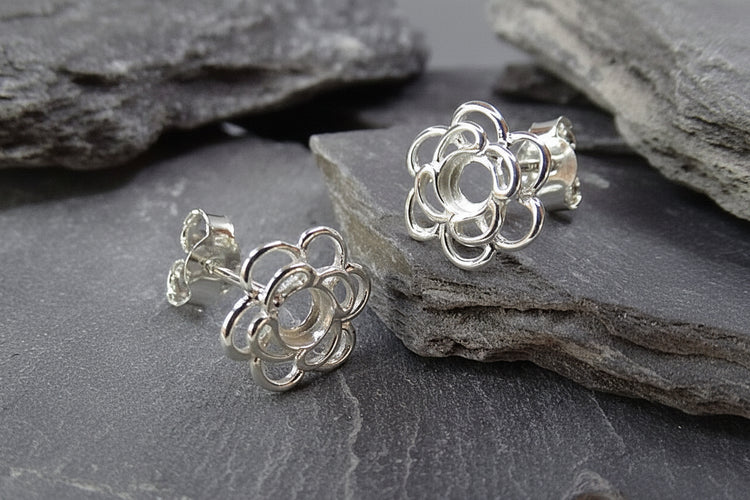 Silver Flower Style Studs - 0922S