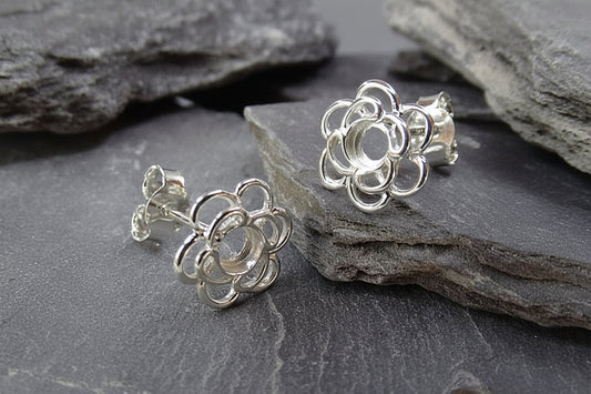 Silver Flower Style Studs - 0922S