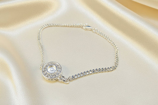 Silver Bracelet with a cz surround - 0944S
