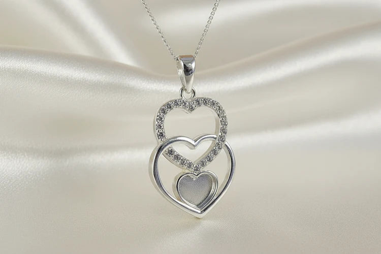 Silver Triple heart Necklace - 0968S