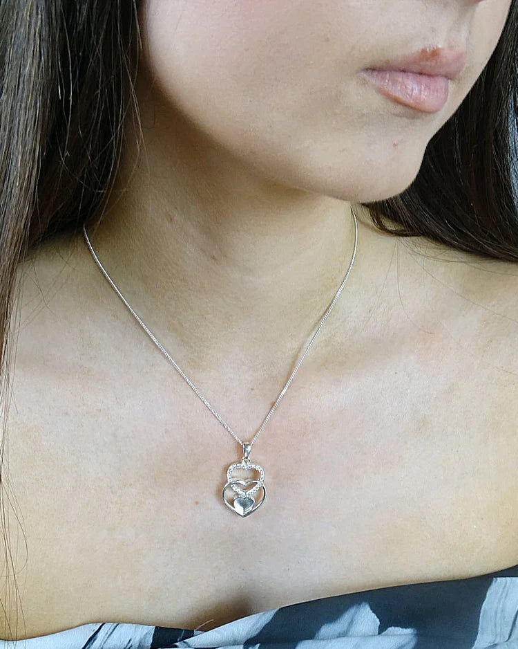 Silver Triple heart Necklace - 0968S
