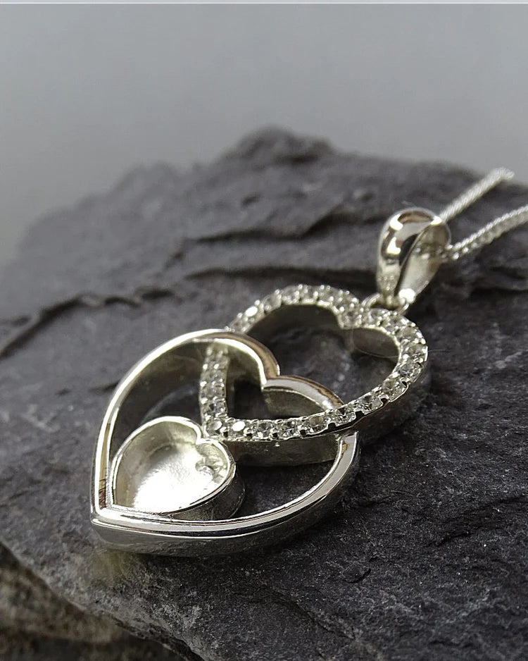Silver Triple heart Necklace - 0968S