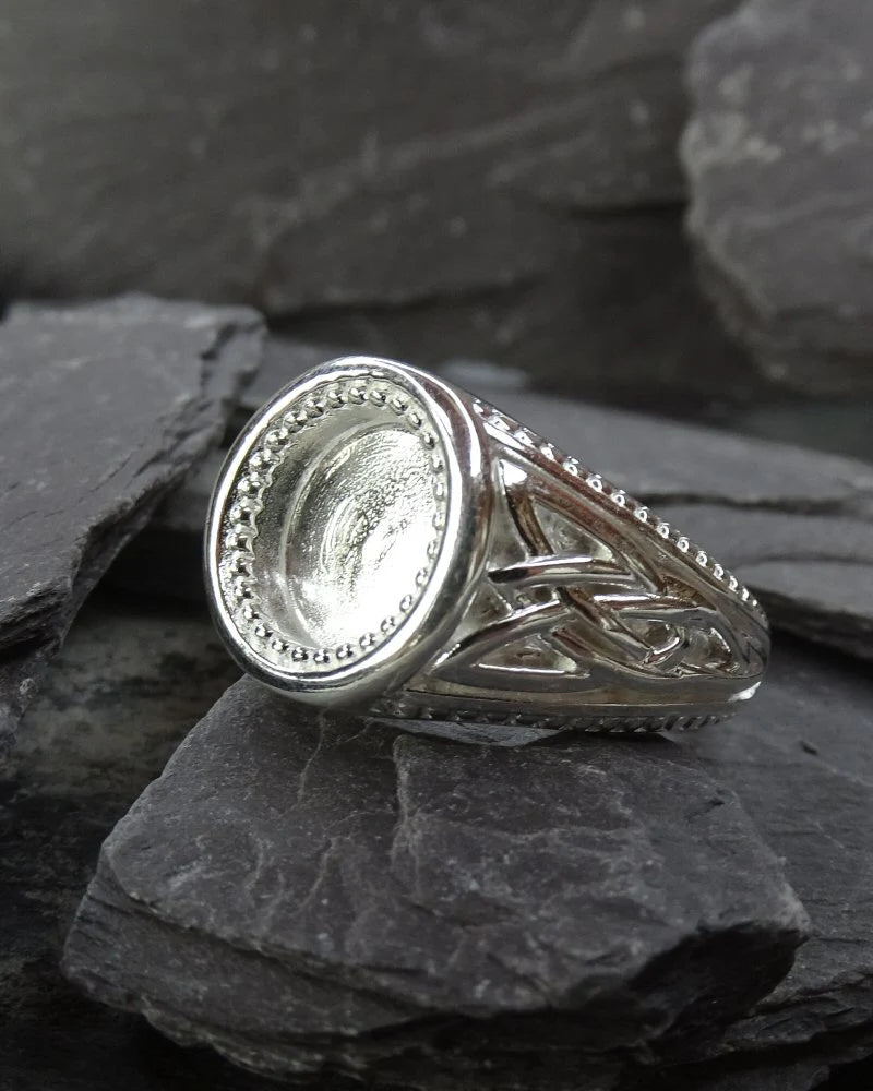 Gent Heavy Silver 925 ring with patterned Sides - 0988S