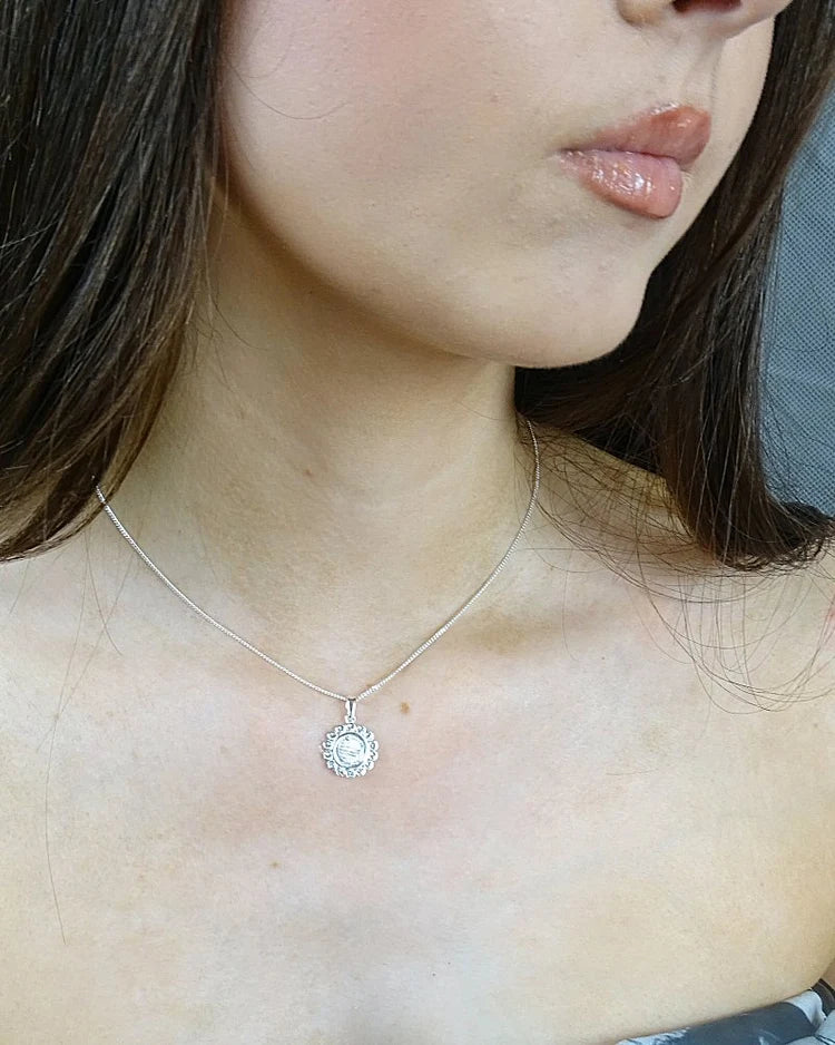 CZ Halo Sterling Silver Memorial Pendant