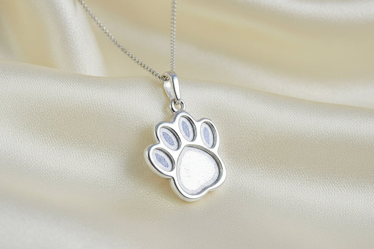 Solid Silver Dog Paw Necklace - 1007S