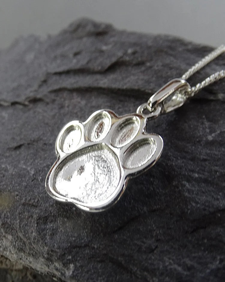 Solid Silver Dog Paw Necklace - 1007S