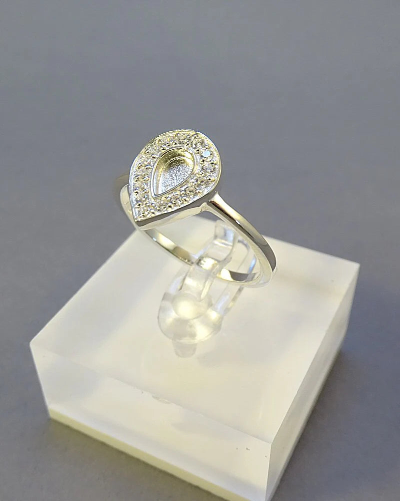 Solid Silver Tear Drop Ring  - 1018J