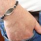 Gents - Silver oval and leather Bracelet - 0521S