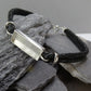 Gents - Silver Bracelet With Leather Strap - 1019S