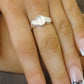 Solid silver Feather ring with cz - 1020J