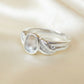 Solid silver Feather ring with cz - 1020J