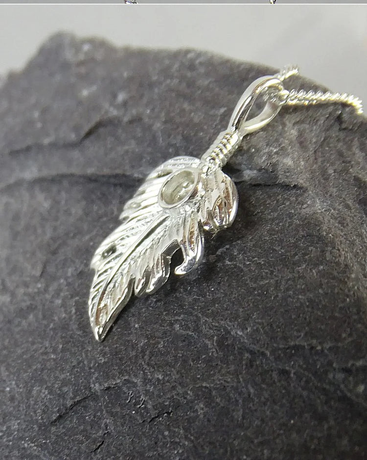 Silver feather style Necklace - 1025S