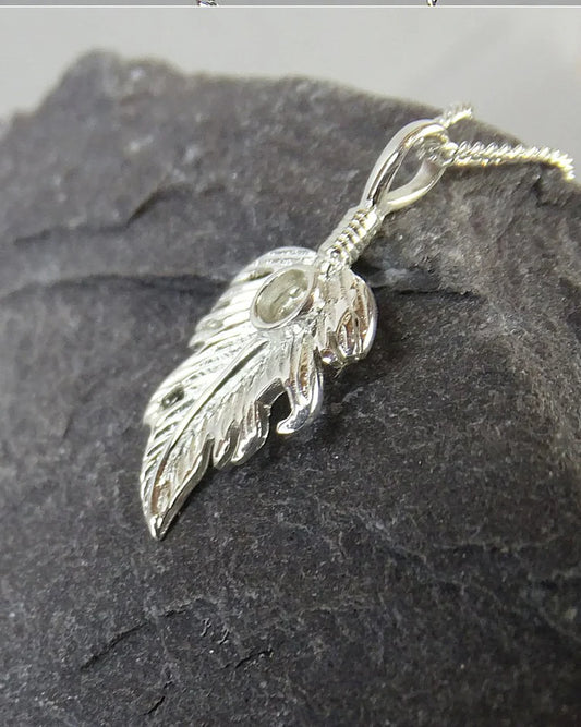 Silver feather style Necklace - 1025S