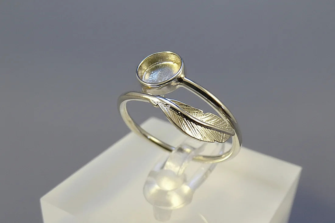 Adjustable Solid Silver Feather Ring  - 1028S