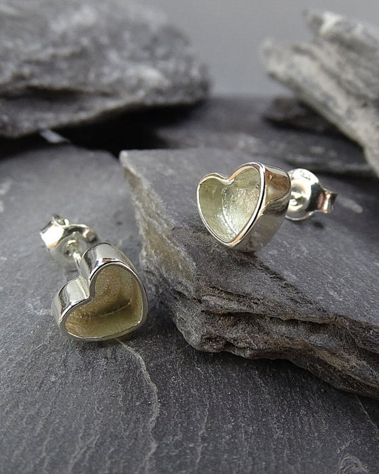 Small Silver Heart Studs - 1041S