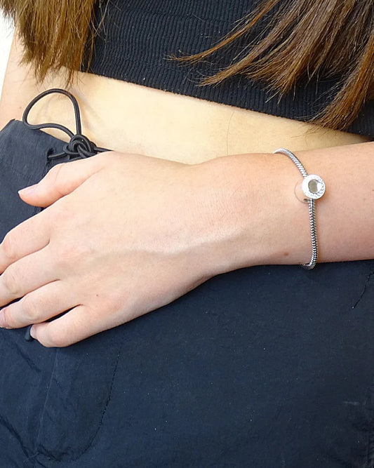 Silver Bracelet Charm with CZ Surround - 1047S