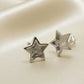 Solid Silver Star Stud Earrings - 1055S