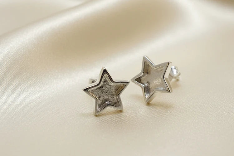 Solid Silver Star Stud Earrings - 1055S