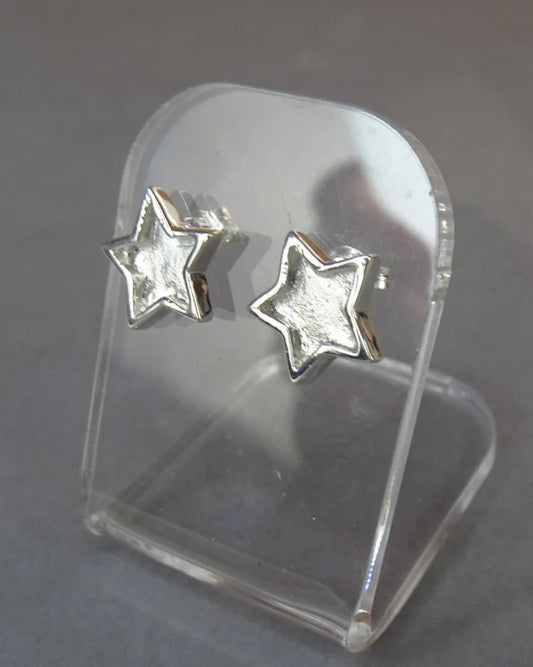 Solid Silver Star Stud Earrings - 1055S