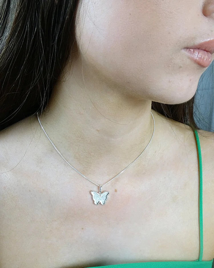 Solid Silver Butterfly Necklace - 1060S