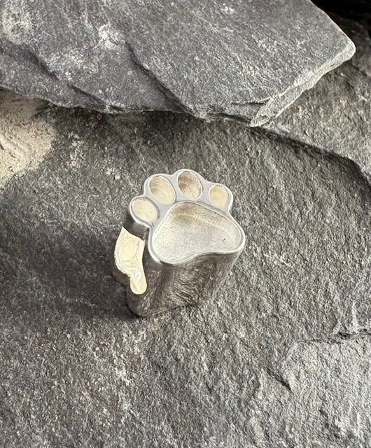 Solid Silver Dog Paw Charm memorial Bangle Bead - 1063S