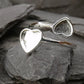 Double Heart Adjustable Silver Ring - 1066S