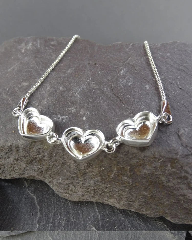 Three Stone Heart Bracelet - 1083S