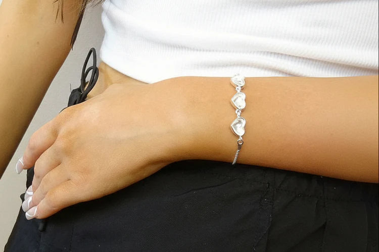 Three Stone Heart Bracelet - 1083S