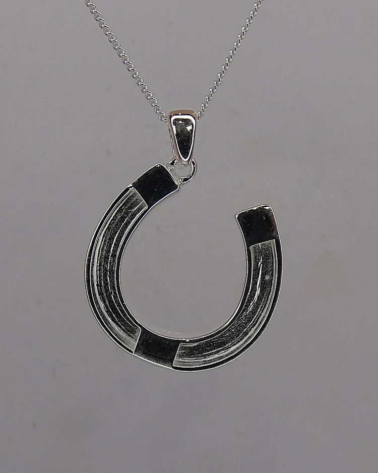 Silver equestrian Horse Shoe Necklace - 1097s
