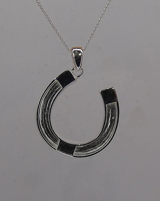 Silver equestrian Horse Shoe Necklace - 1097s