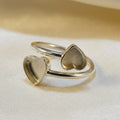 Double Heart Adjustable Sterling Silver Memorial Ring