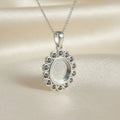 CZ Halo Sterling Silver Memorial Pendant