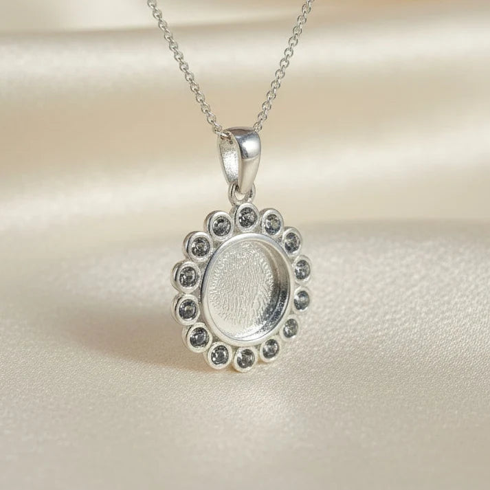 CZ Halo Sterling Silver Memorial Pendant