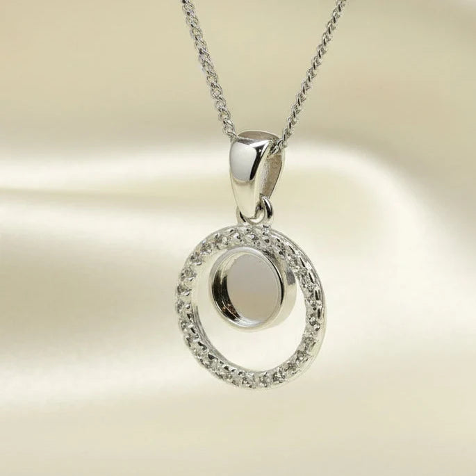 Dainty CZ 5mm Sterling Silver Memorial Pendant